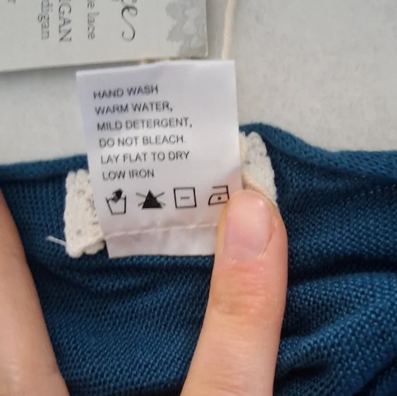 NWT Grace & Lace/ Teal Lace Knit Sweater/ Or Oversized Cardigan/ Size US L to 1X - Picture 9 of 11